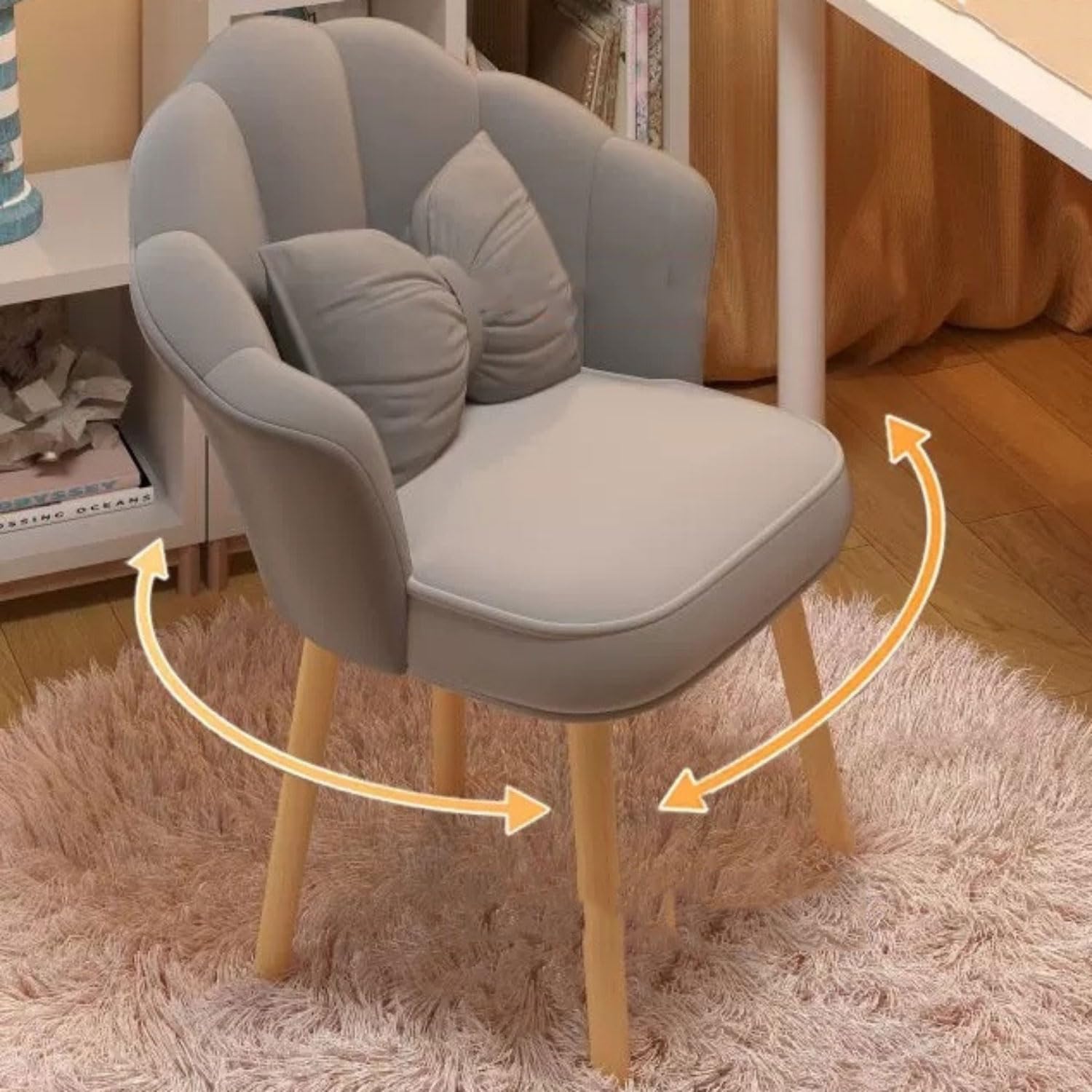 Chaise de coiffeuse en velours avec dossier haut de maquillage confortable