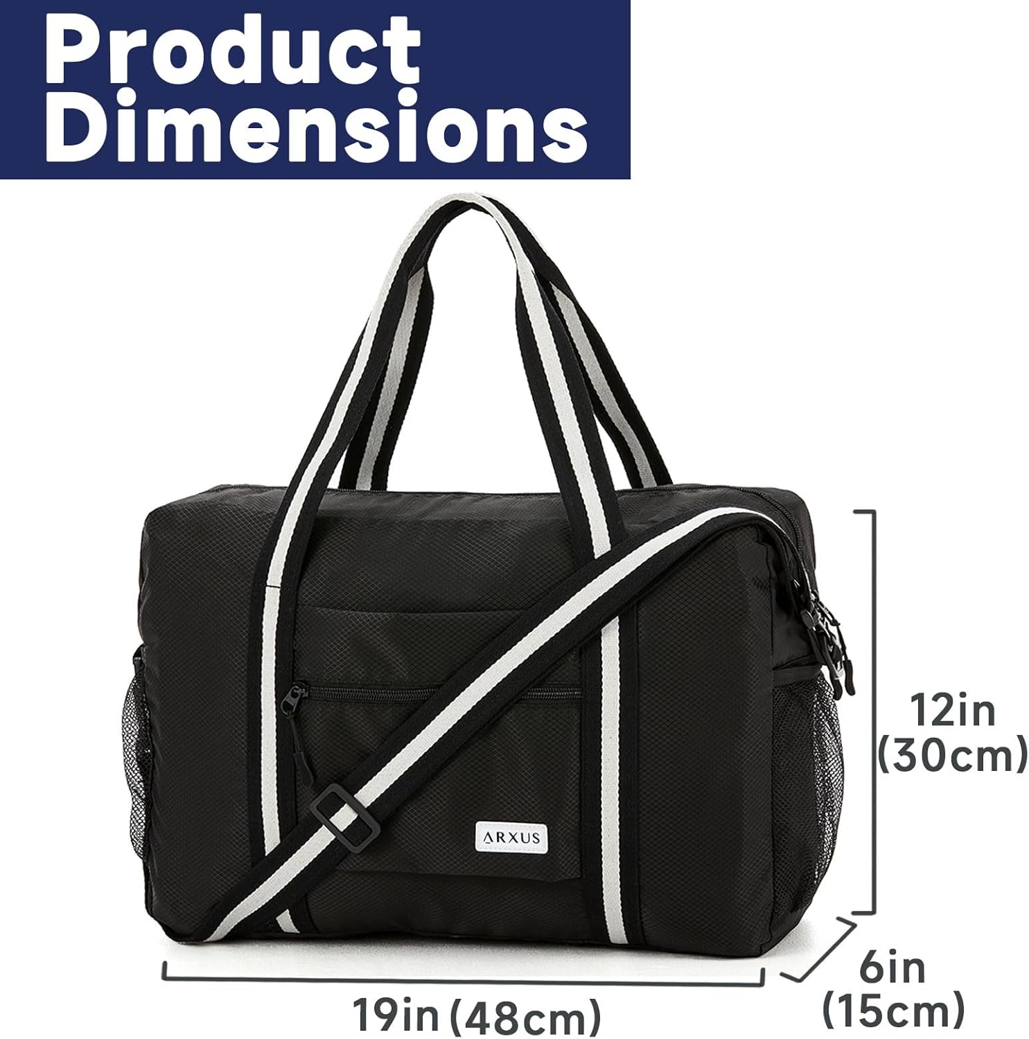 Arxus Foldable Tote Bag for Travel Expandable Lightweight Carry On Luggage 22L Packable Duffle Bag for Traveling - Image 3