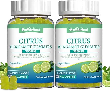 Citrus Bergamot Gummies 3000mg, Cholesterol Gummies, 120 Count | Bergamot Supplement for High Cholesterol, Cholesterol Lowering Supplement for Heart, Immune System & Anti-Aging, Sugar Free