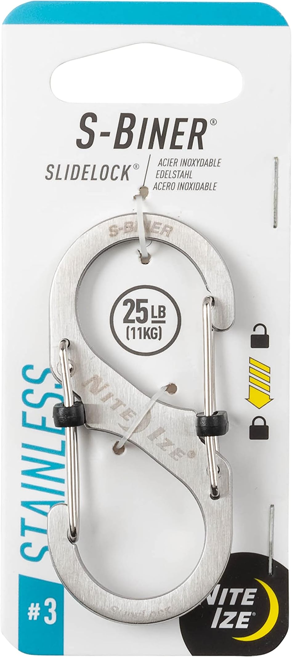 Nite Ize S-Biner SlideLock Stainless Steel #3 Stainless