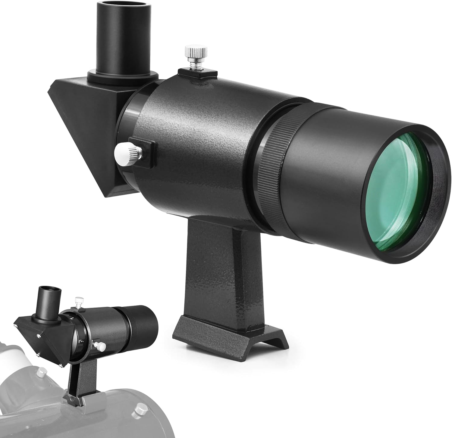 Astromania Finder Scope, 9x50 Right Angle Metal Optical Finderscope for Astronomical Telescope with Crosshair and Bracket, Fully Multi-Coated Upright Corrected Image Telescope Finder