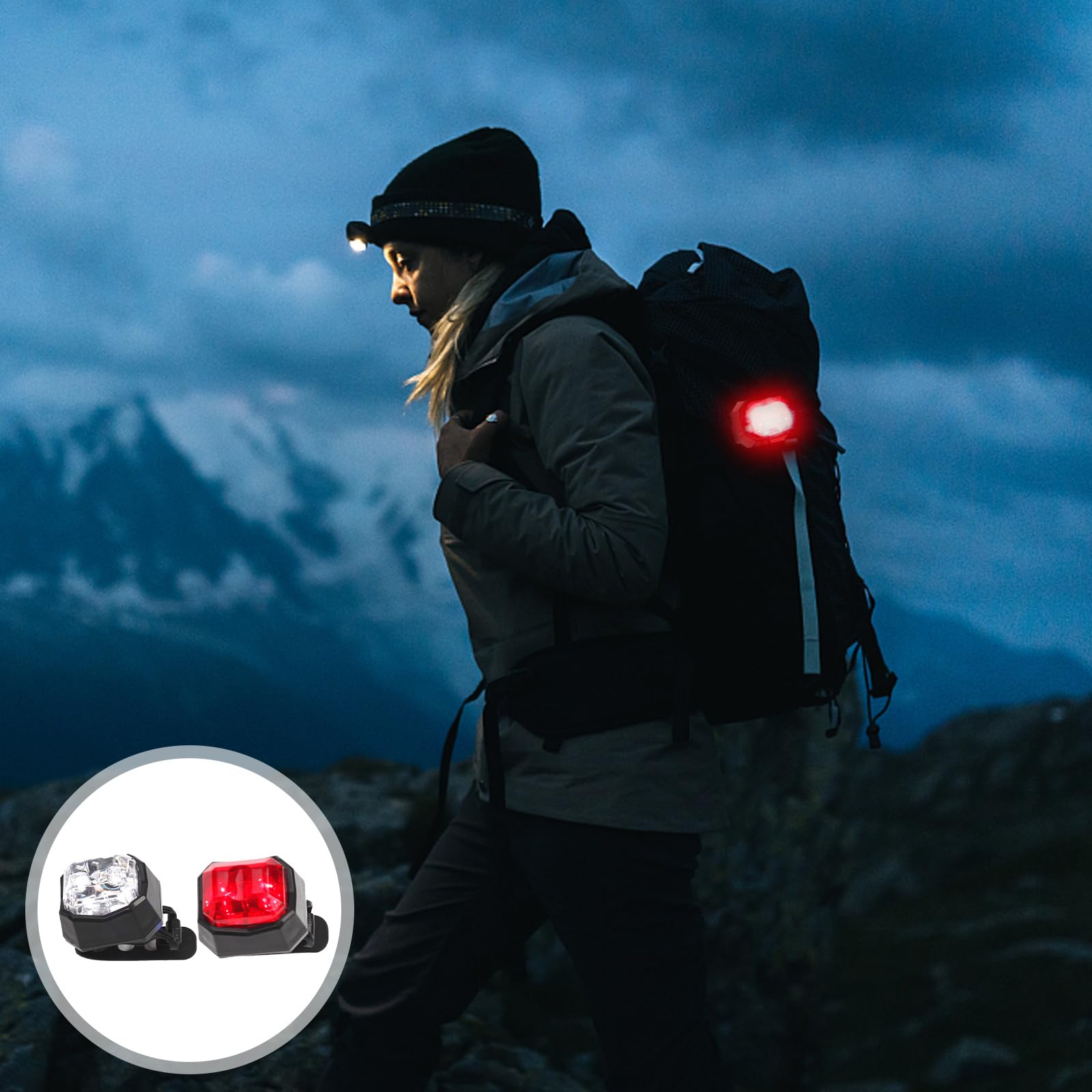 Luce Passeggino,8 Pezzi Luci LED per Passeggino,Luce Lampeggiante,Set di Luci Impermeabili per Passeggino,Luci di Marcia Notturna,per Tutti i Passeggini,Zaini,Sedie a Rotelle