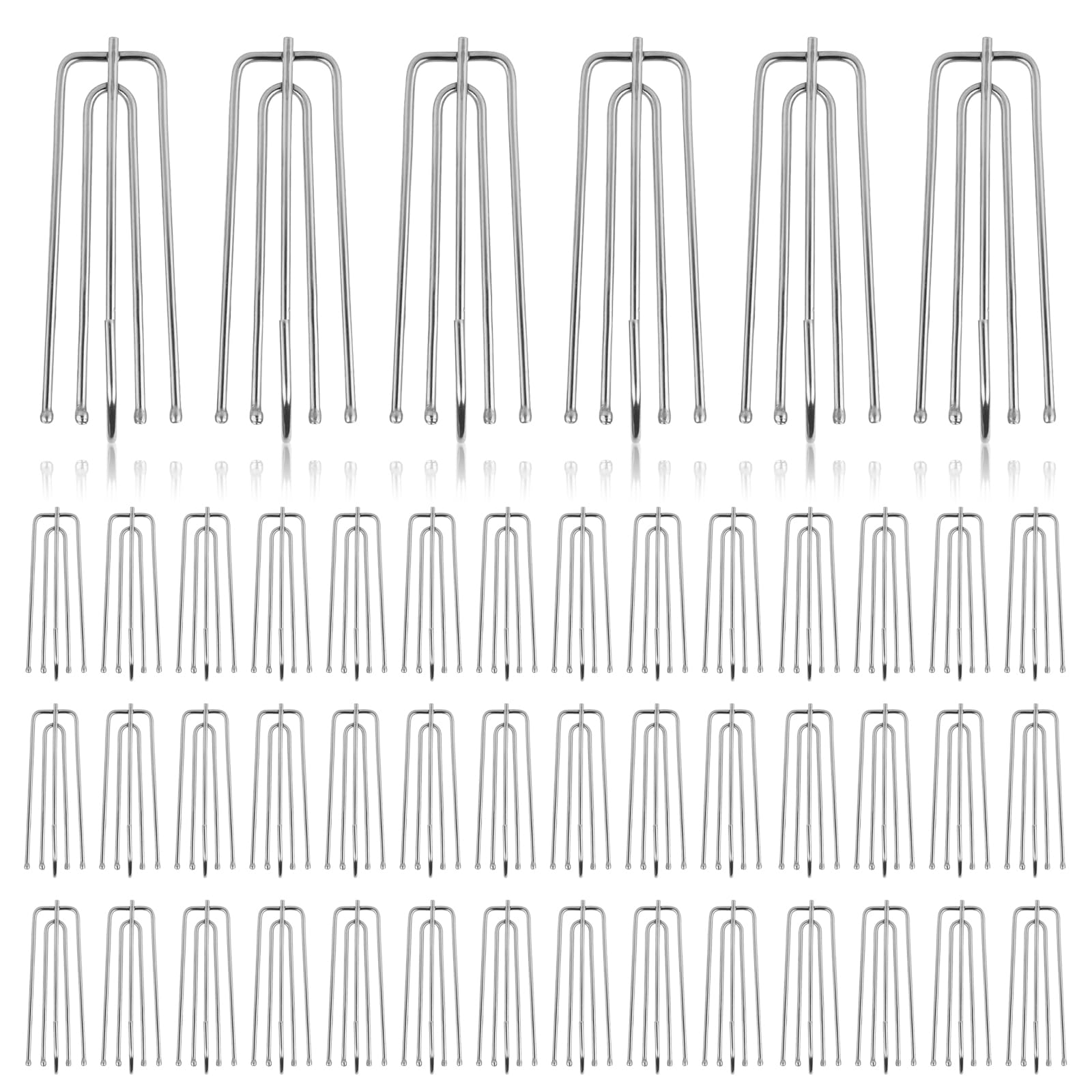 90 Pcs Pencil Pleat Curtain Hooks, Metal Curtain Hooks Heavy Duty 4 Claws Header Tape Pins for Pinch Curtains Door Window Bathroom (Silver)