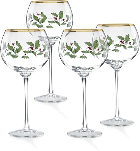 Miniatura 2 de Lenox Vasos altos con diseño navideño, copas para vino, Set de 4, 16 onzas, Transparente