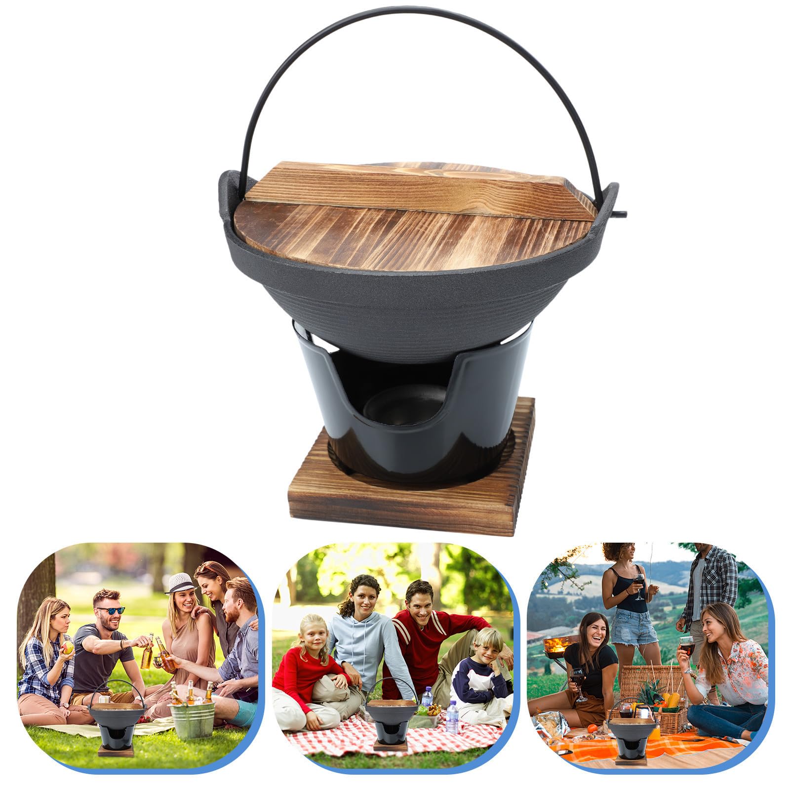 Olla de Hierro Fundido Japonesa Sukiyaki para Camping y Cocina