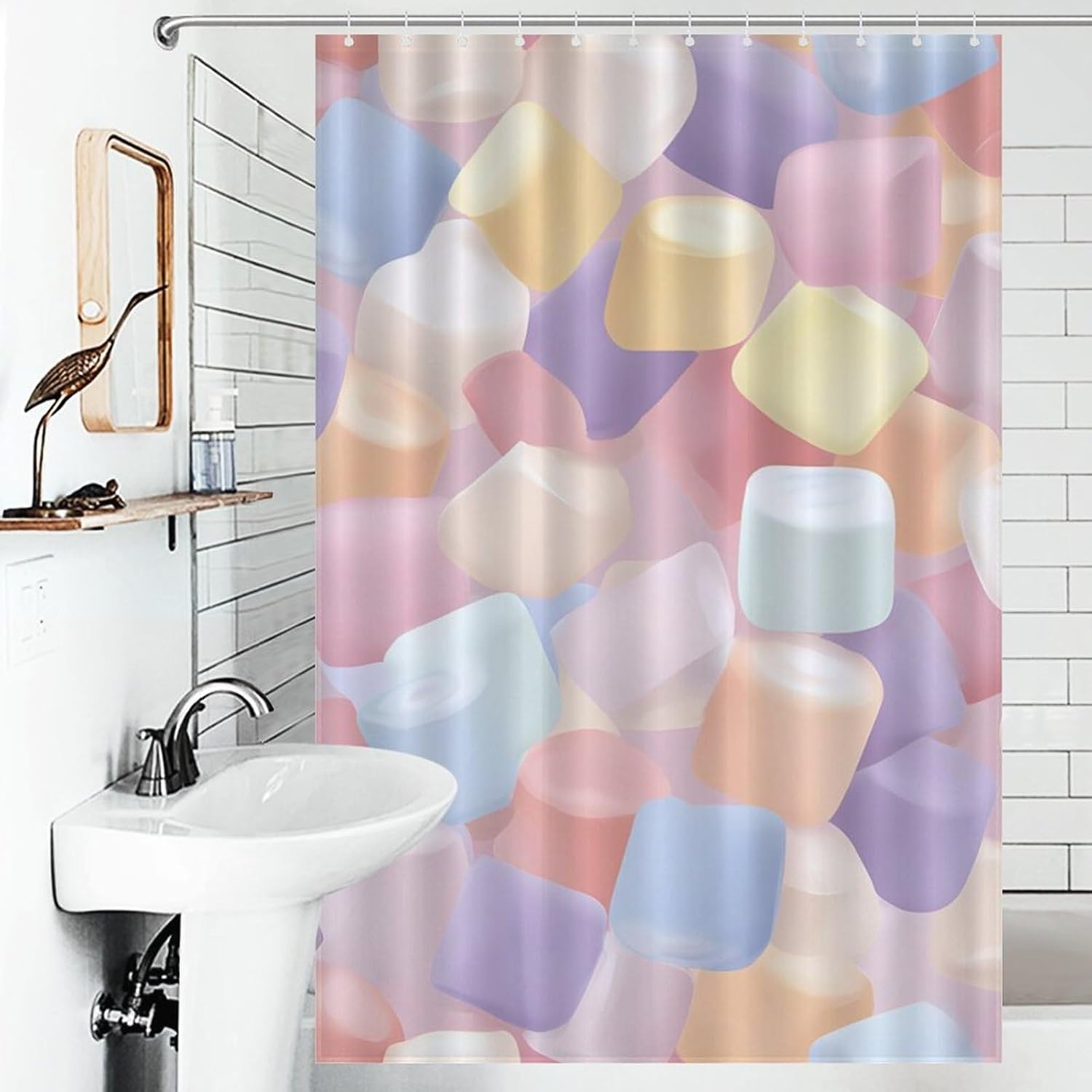 Marshmallowes Shower Curtain 46.85x70.87Inch（119x180cm） Polyester Bath Curtain Shower Curtains Printed Decorative