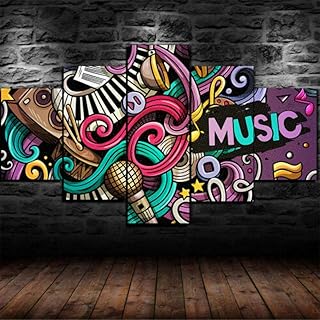 Decorsy Quadro su Tela Immagini Immagini Nota Musicale, Strumento Musicale manifesti di Decorazione Domestica con Cornice