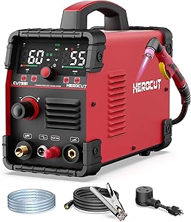 Plasma Cutter, 55Amps HEROCUT Plasma Cutter Machine CUT55i, Non-Touch Pilot Arc, 110/220V Dual Voltage IGBT Inverter, Screen Display, Air Sensor, 1/2'' Clean Cutting Thickness, 2T/4T for Beginners DIY