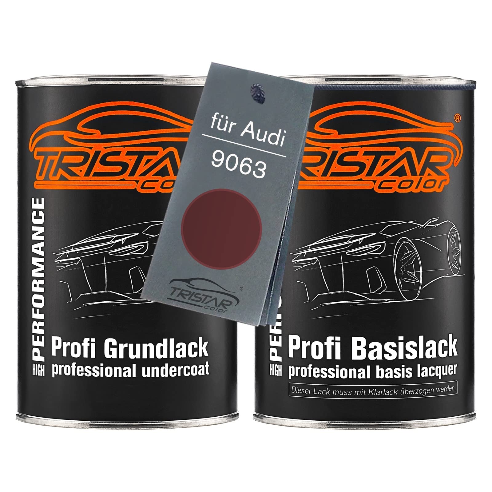 TRISTARcolor Car Paint Set can ready-to-spray for Audi 9063 Darl Coloradorot Perl under + base coat 2.0 litre 2000ml