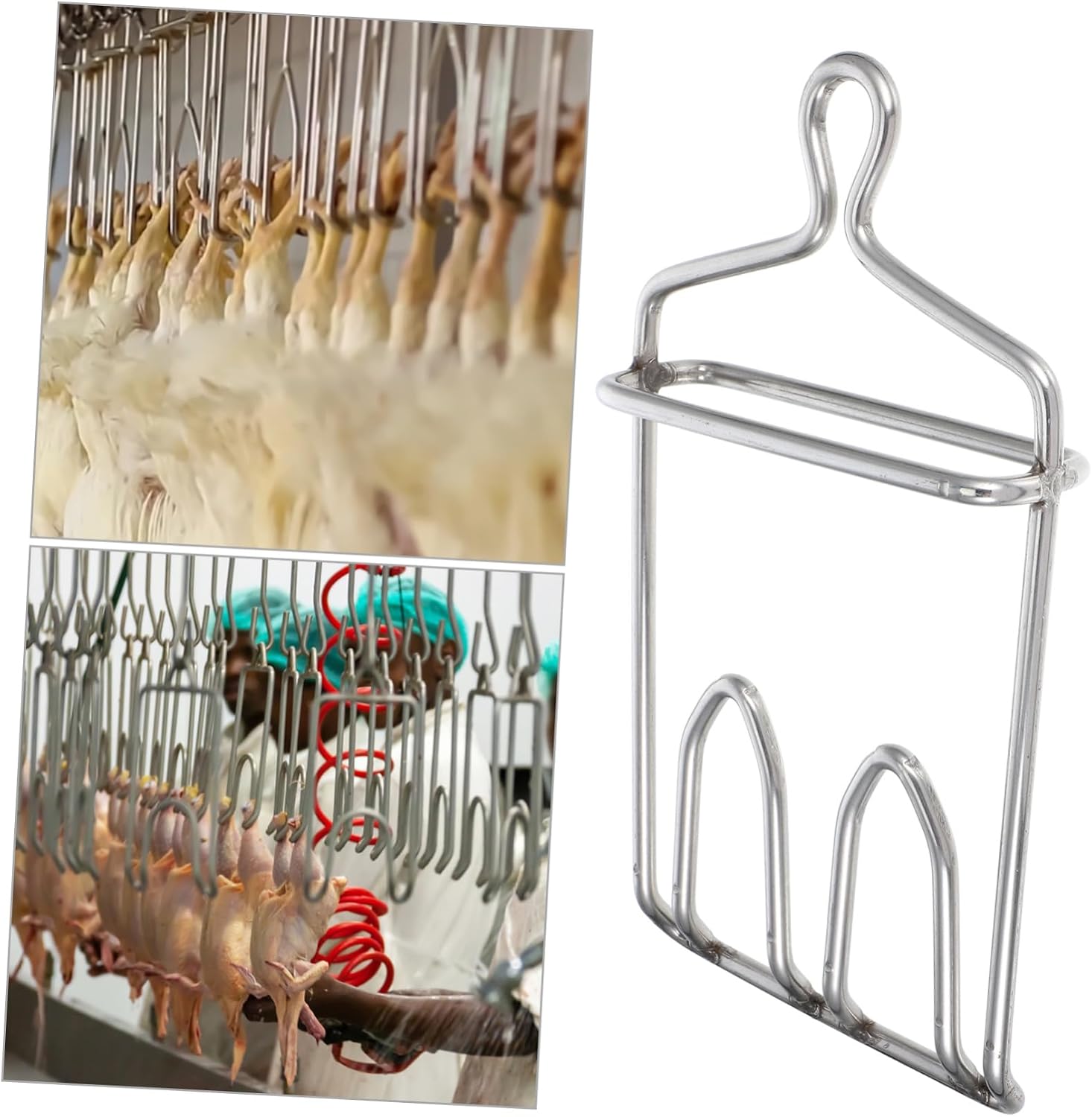 Stainless Steel Chicken Hanger Poultry Butcher Hanger Chicken Eviseration Shackles Hanging Chicken Hook Slaughter Hook