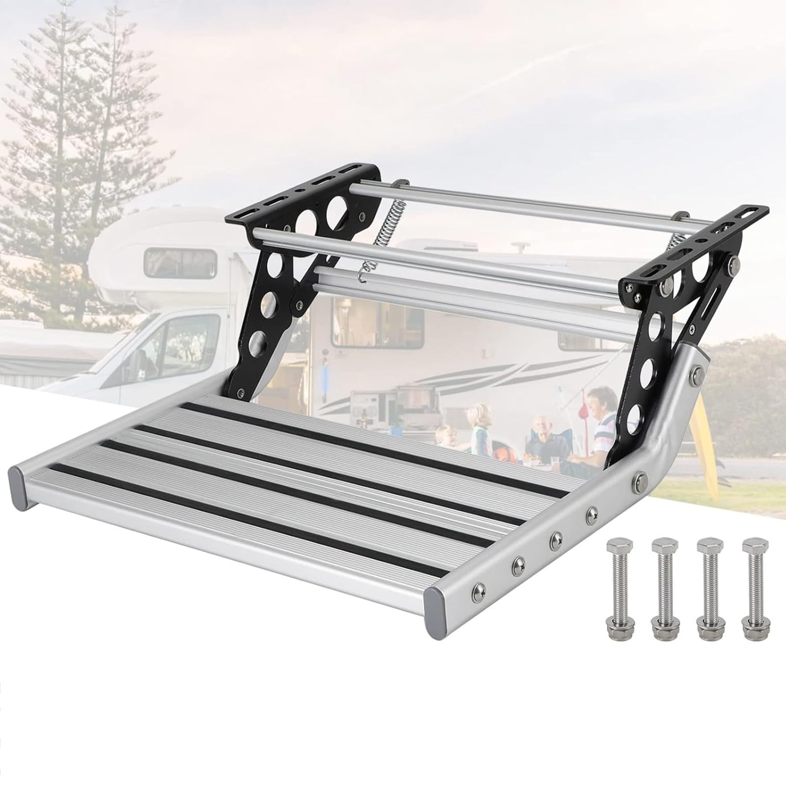 Robuste, klappbare Aluminiumtreppe – Tragbare Einstiegstreppe für Wohnmobile und Reisemobile, Tragkraft: 200 kg