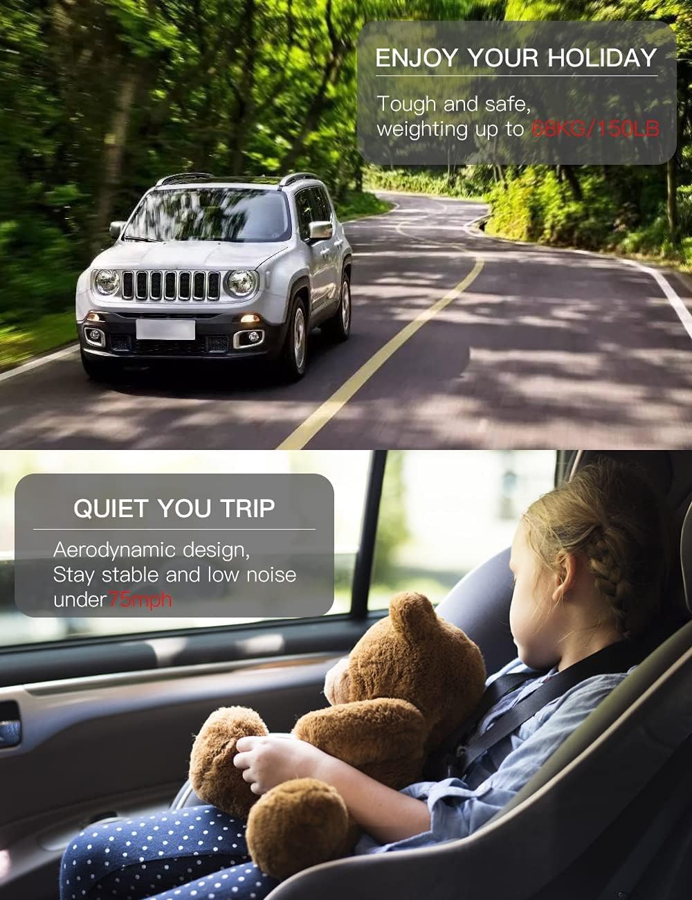 YUEGOO 2 Pezzi Barre Portatutto da Tetto per Auto in Alluminio per Jeep Renegade 2015-2022, Barre Portapacchi da Tetto per Auto con Barre longitudinali Gia Montate