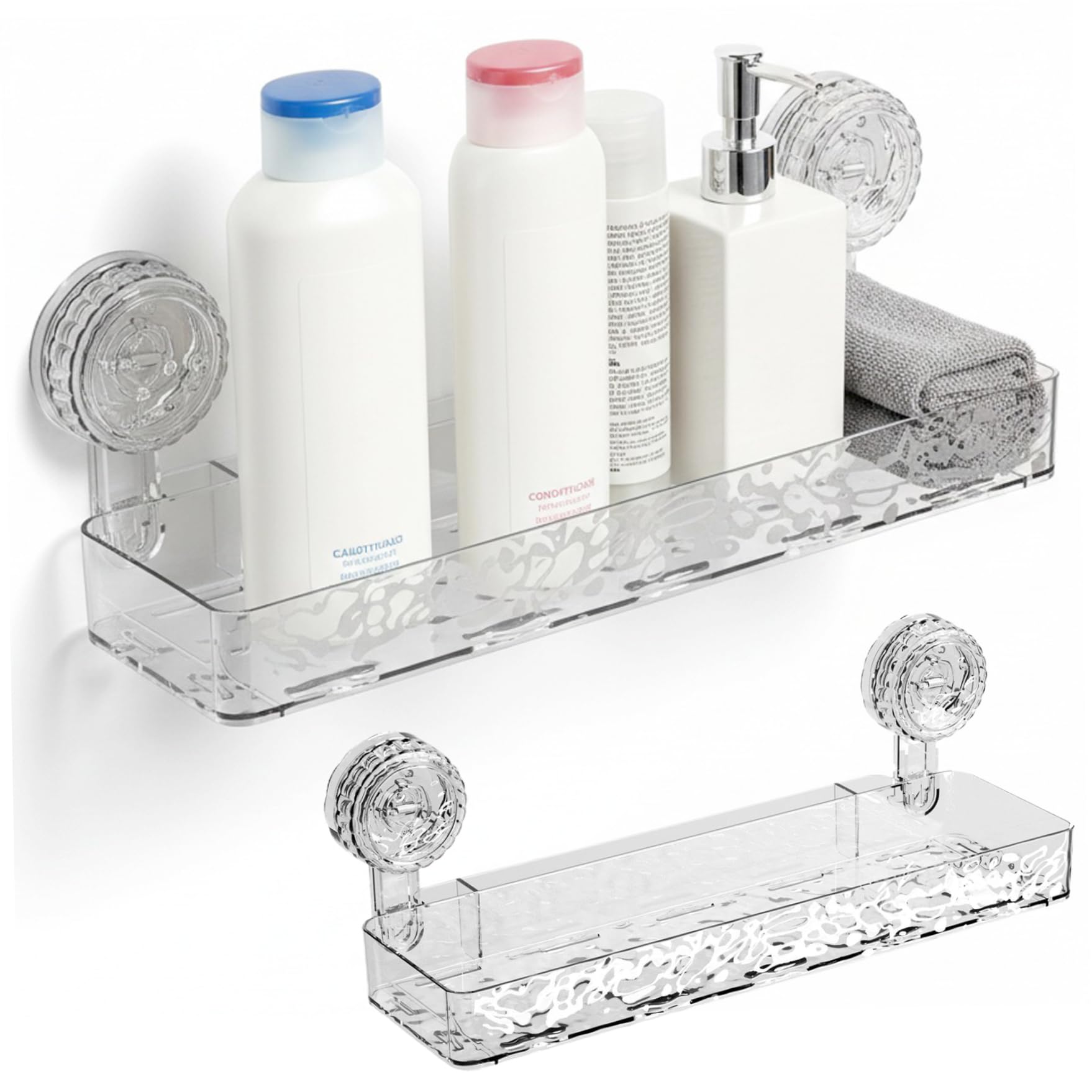 wyjbdwkzs Corrugated Suction Cup Storage Holder Heavy-Duty Suction Cup Shower Shelf Shower Caddy Bathroom Organizer with Hollow Drainage