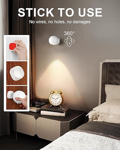 Miniatura 2 de Aplique de pared funciona con pilas, lámpara de pared inalámbrica con sensor de movimiento con control remoto, luz de pared magnética portátil