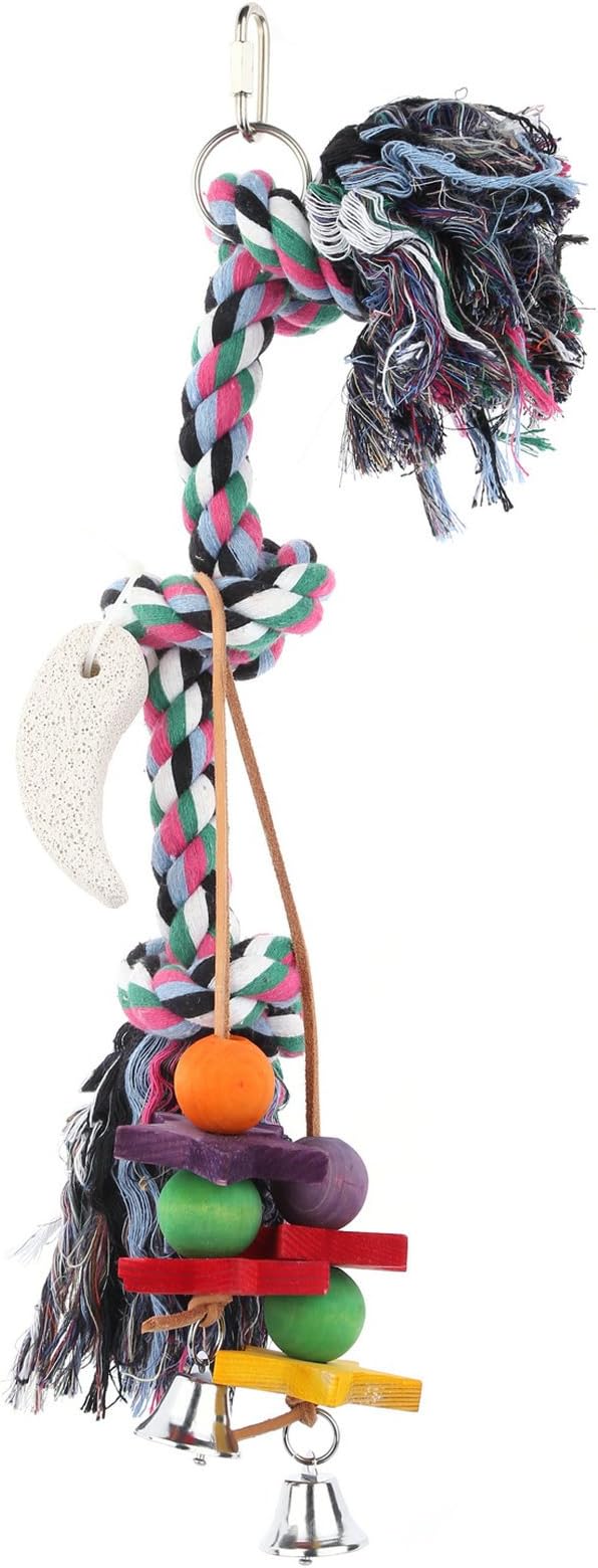 Etrech Knots Block Chewing Parrot Toy, Climbing Hanging Toy for Birds (Gray)