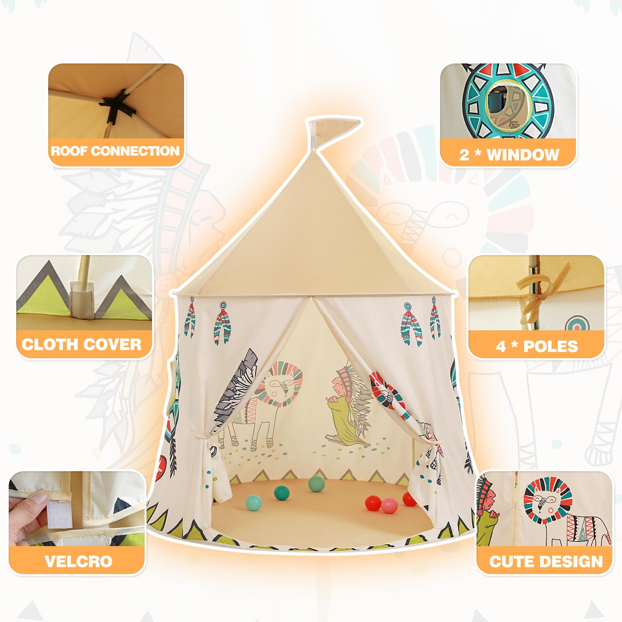 Tente de Jeu pour Enfants Pop-up Tipi Prinzessin Schlosszelt EN71