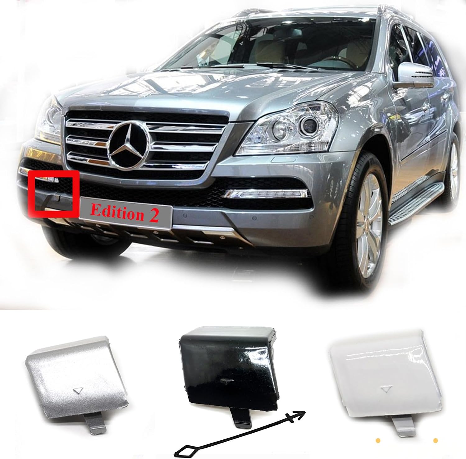 Front Tow Cover Fit 09-12 Mercedes Benz GL X164 Facelift for GL320 GL350 GL420 GL450 GL500 GL550 2009 2010 2011 2012 bumper towing Hook Eye Cap 1648846622 1648840023 (Edition2,Black)