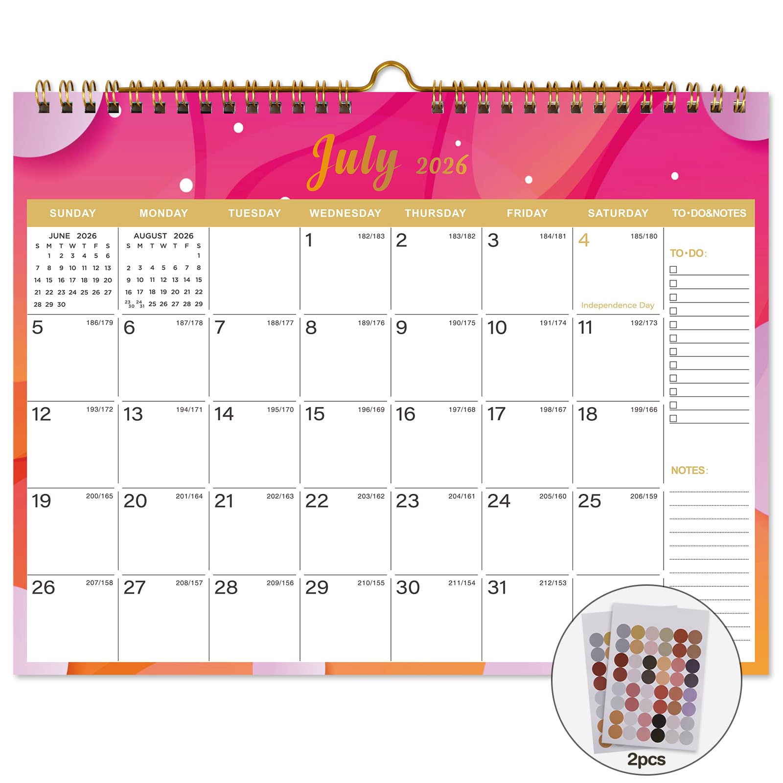 Lbylyhxc Kalender 2026–2027 – inklusive Monats-Wandkalender Juli 2026 bis Dezember 2027–18, 2026–2027, 27,9 x 21,6 cm. Dickes Papier mit Julianischen Daten und Block für Neujahrs- und