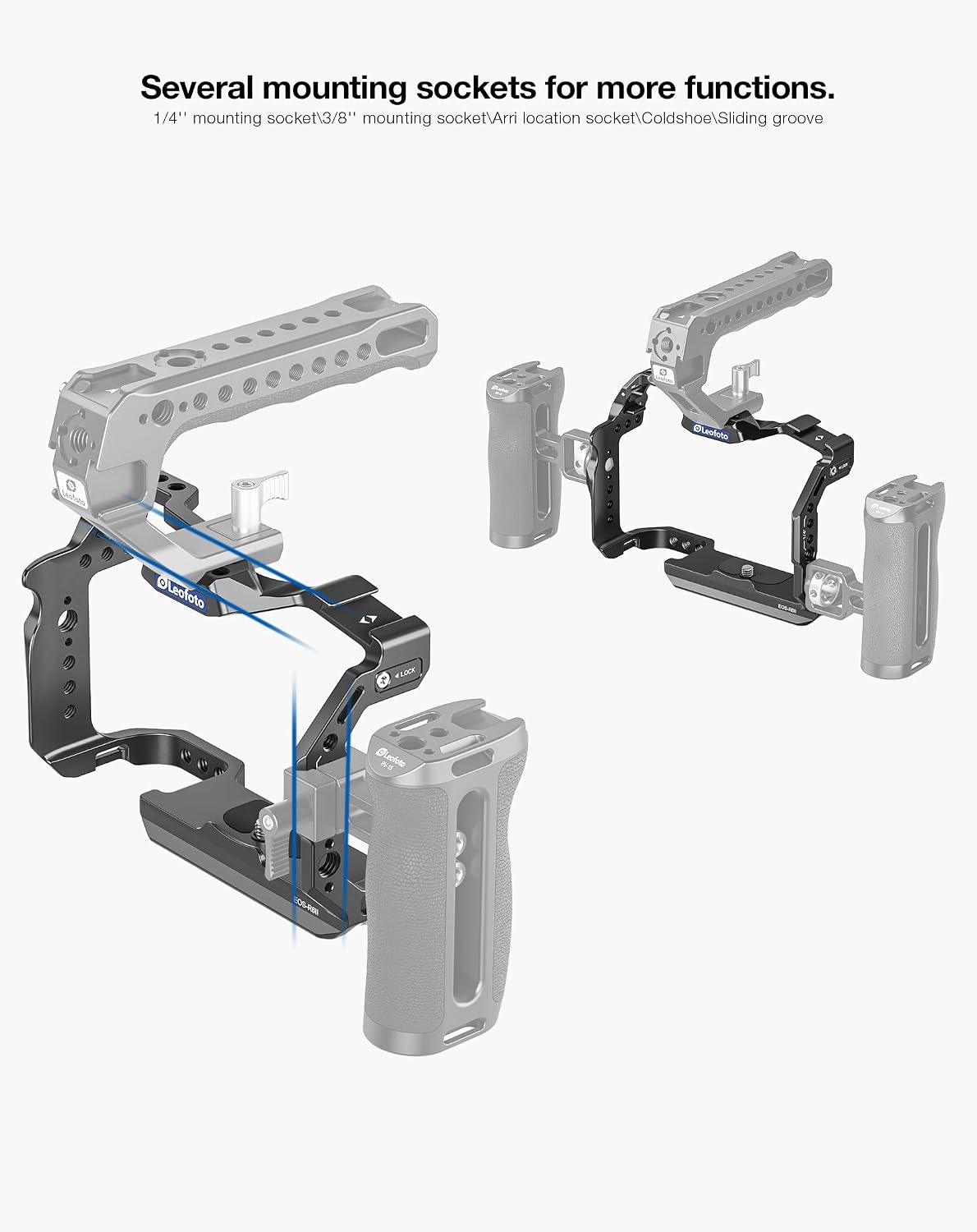 Leofoto Camera Cage for Canon EOS R6 Mark II / R6 Mark III,Camera Protection Frame w Anti-Twist Design,Compatible with Arca,Multiple 1/4"-20 & 3/8"-16 ARRI Accessory for Microphones, Monitors, etc