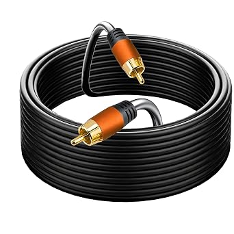 Digital Coaxial Audio Cable 16.5FT, 1RCA Male to 1RCA Male for Subwoofer, Home Theater, Video/Audio, Rear View Parking Camera