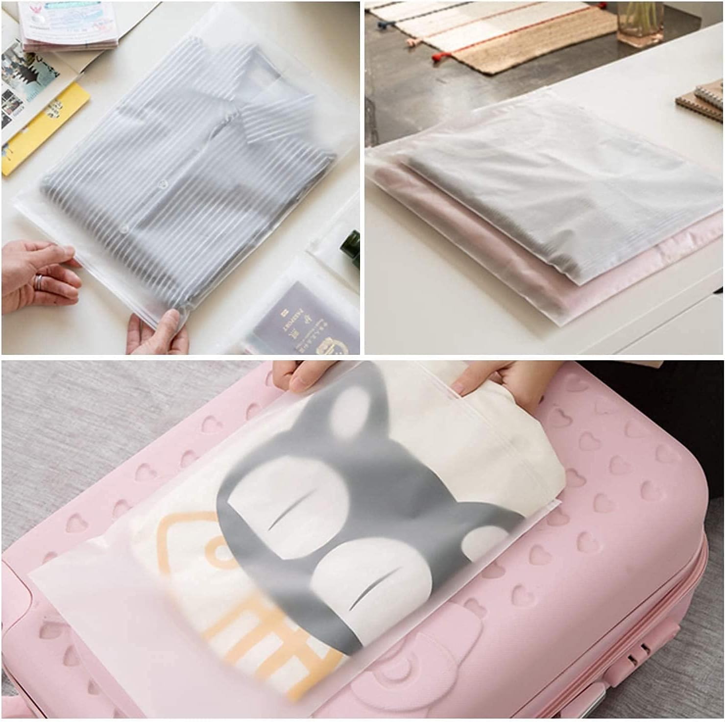 Plastic Bags for Clothes, 100pcs 14x20 Picture Frame 3 Mil Thick Poly Mailing Bags, Large Ziplock Storage With Zipper, Clear for Small Business, Pillow Case