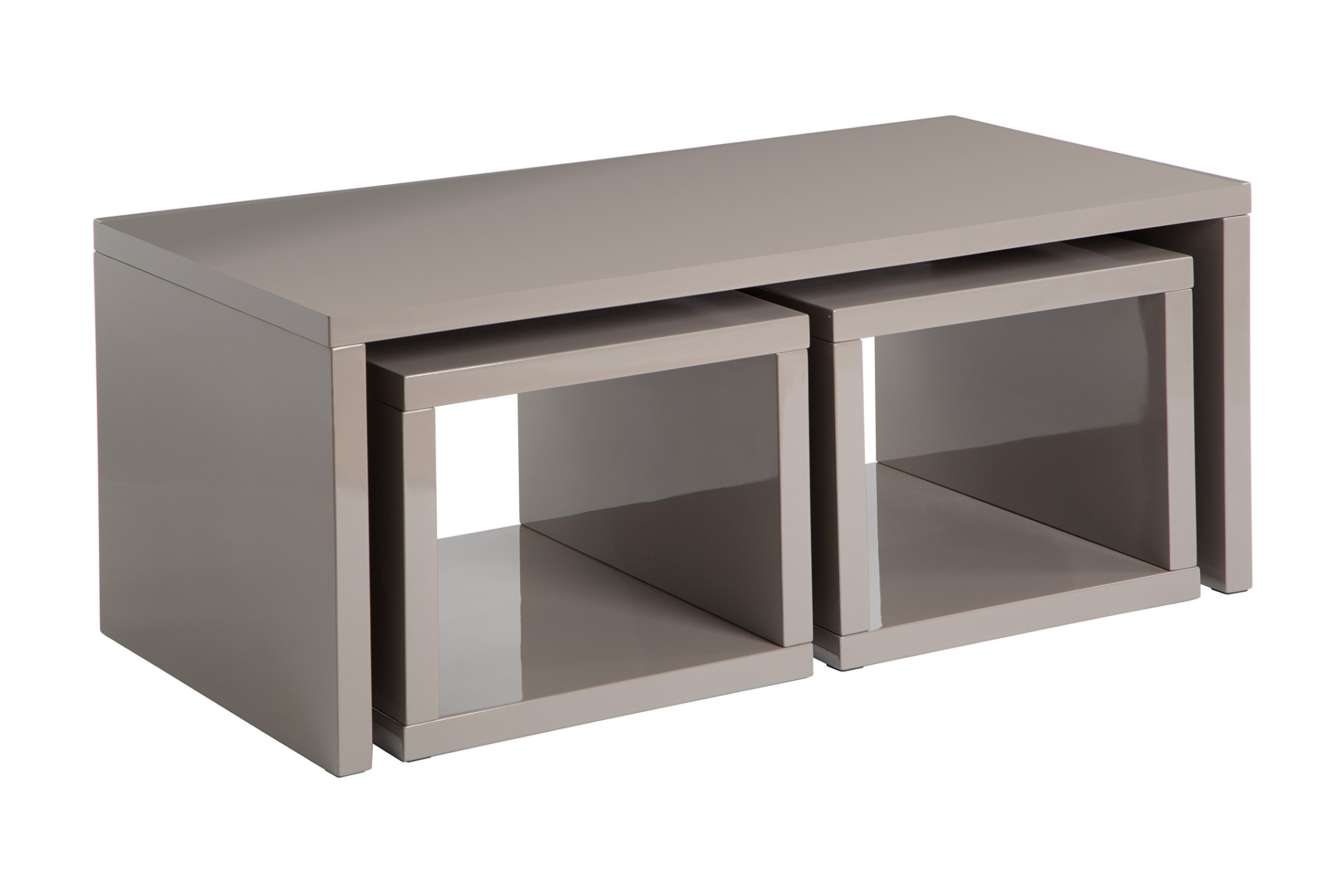 Premier Housewares Madrid Coffee Table with 2 Under Tables, Wood, Dark Grey, Set of 3