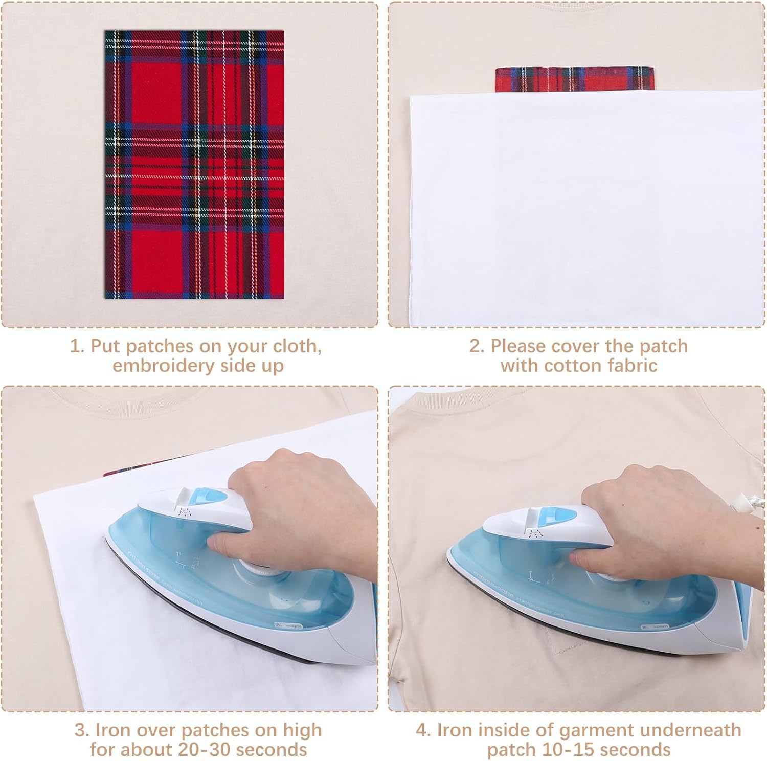 WILLBOND 20 Pieces Iron-on Plaid Patches Buffalo Fabric Heat Transfer Vinyl Plaid Iron on Repair Patch for Winter Clothing Jeans Repair Decor, 5 Styles (5 x 7 Inches)