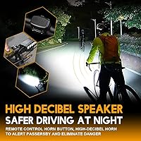 Vista 4 de Sidaqi Luz de bicicleta 28LED USB recargable faro de bicicleta con cuerno 7 modos impermeable súper brillante luces de bicicleta para montar