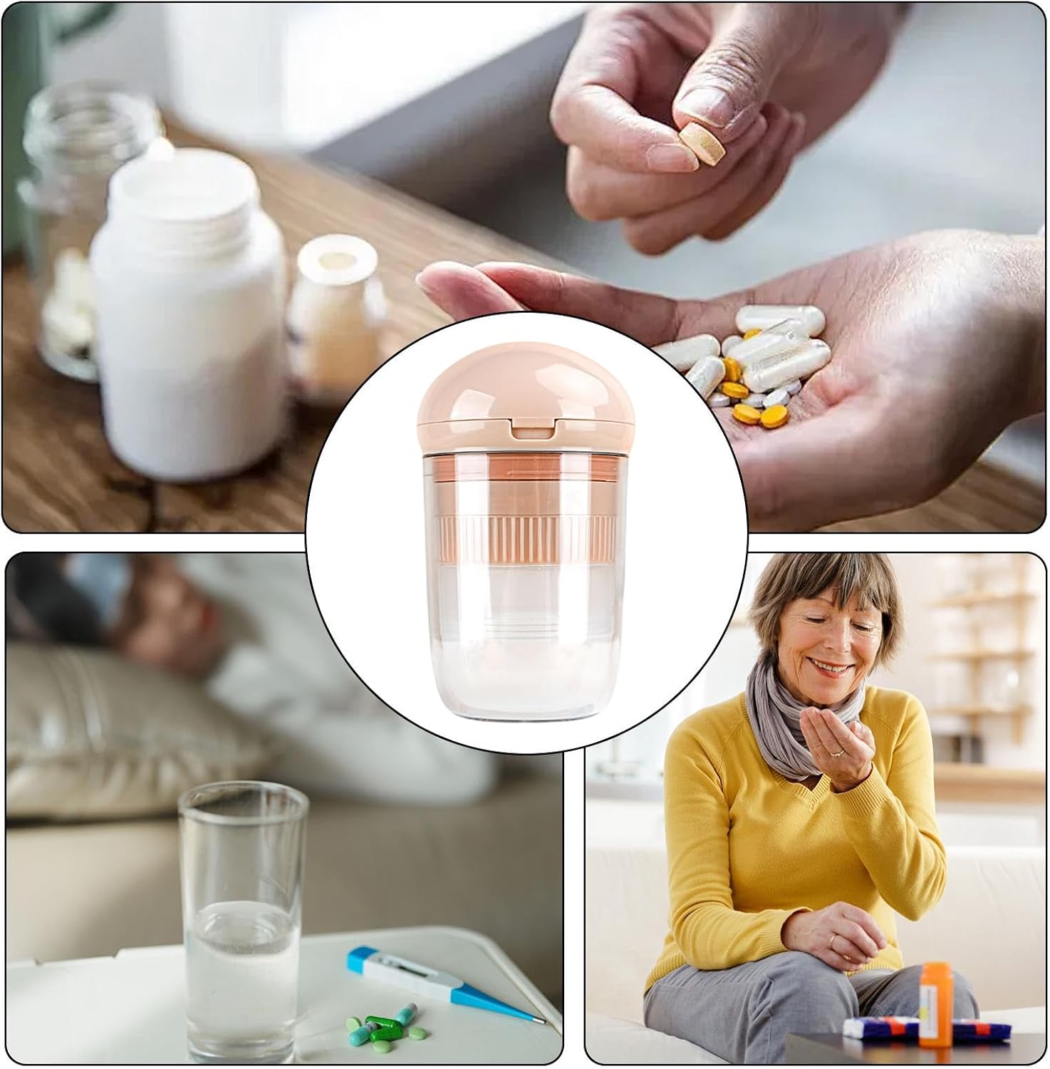 Tablet Cutting Tool, Pill Storage Box, Medicine Divider with Safety Lid, Portable Cutter for Home and Travel, Compact Organizer with Lightweight Style, Health Accessory for Outdoor and Camping
