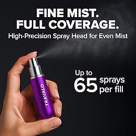 Travalo Classic HD Perfume Atomizer - Leak-Proof and TSA Approved for Air Travel - Reusable, Airtight, Easy-Fill Mini Pump Sprayer - Lightweight, Elegant Design w/Volume Window - Purple 0.17oz