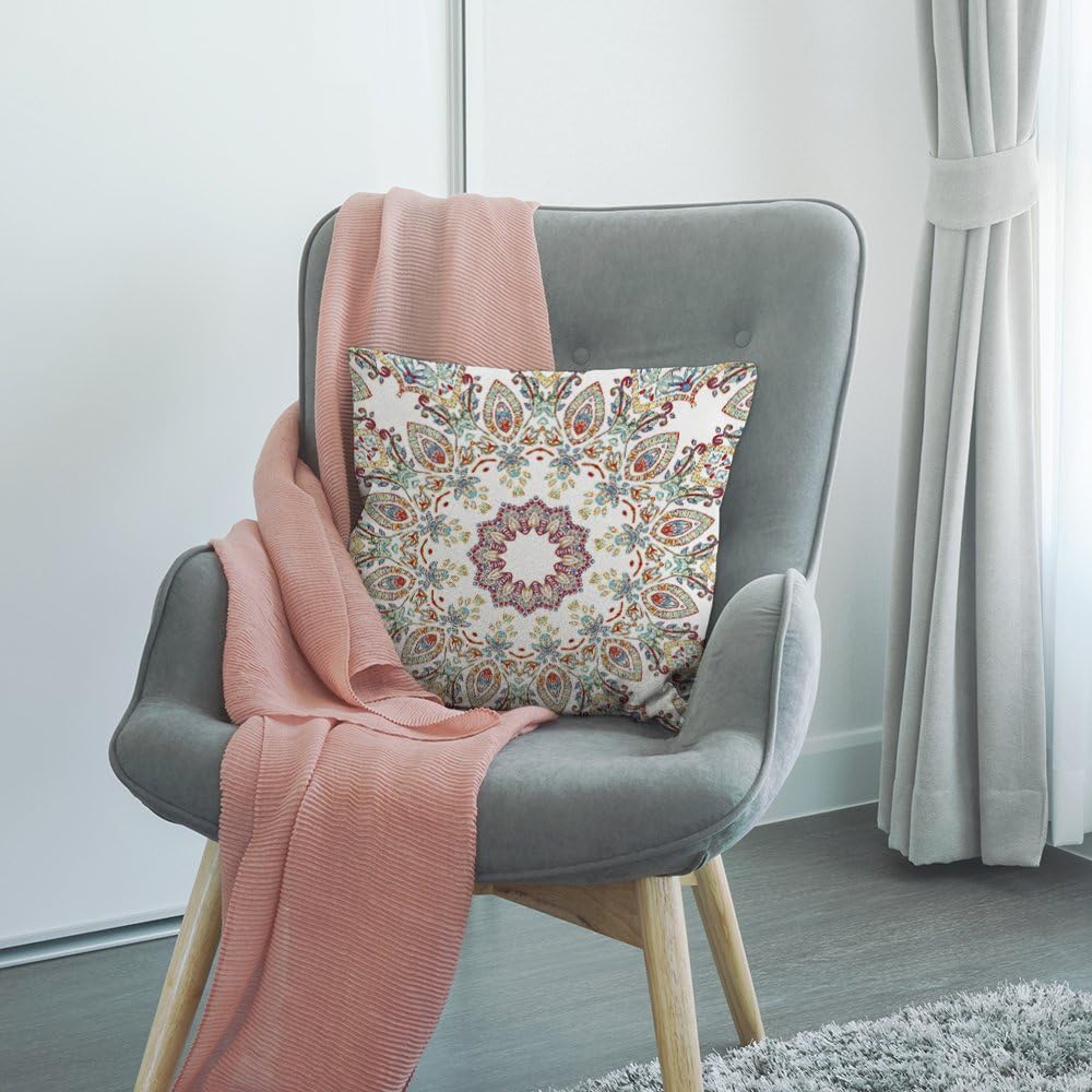 HGOD DESIGNS Bohemian Pillow Covers,Decorative Throw Pillow Bohemians with Melting Watercolor Colorful Symmetrical Pillow Cases Cotton Linen Square Cushion Covers for Home Sofa Couch 18x18 inch image 3
