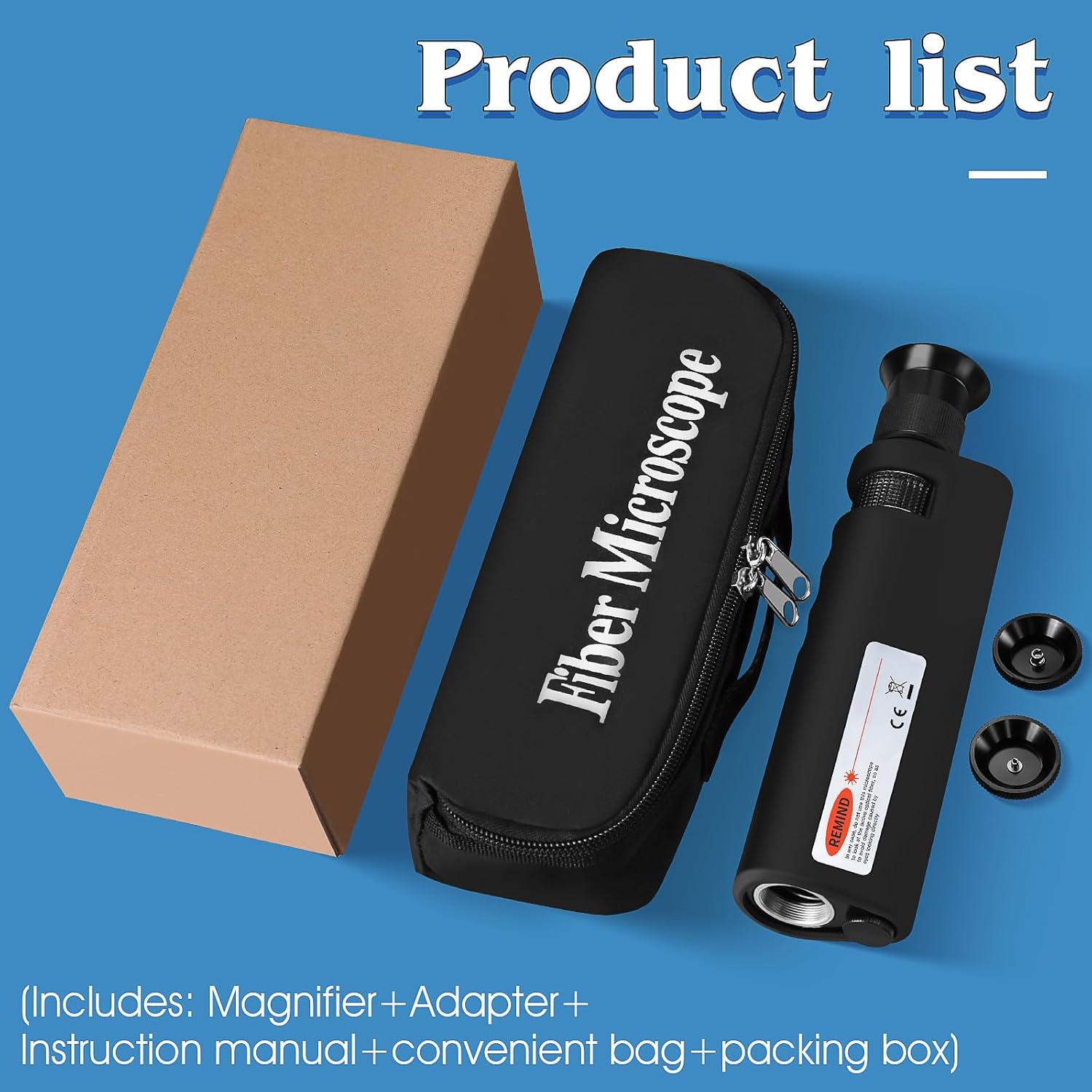 4-Piece Set Fiber Cleaning Tool kit Handheld Fiber Microscope 400x Fiber Magnifying Glass Fiber Jumper end face Cleaning Box one Click Fiber Cleaning Pen