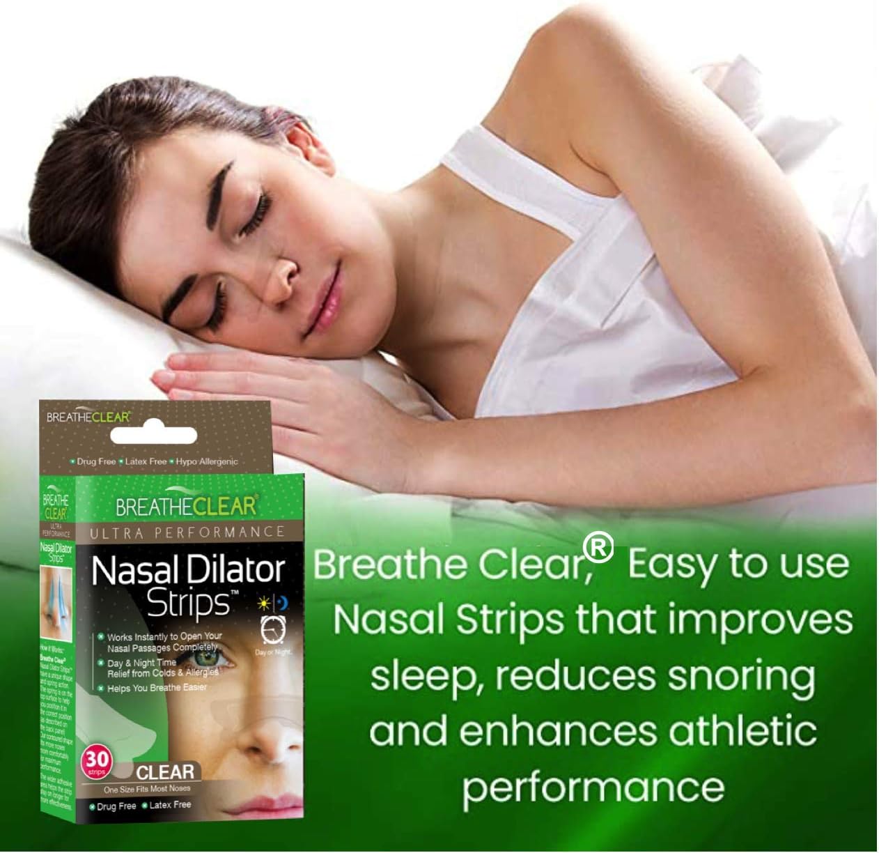 Breathe Clear® Ultra Performance Nasal Strips, Large 90 Count, Clear | Instant Nasal Congestion Relief | Perfect for Colds & Allergies | Helps Improve Sleep & Reduces Snoring: Health & Personal Care