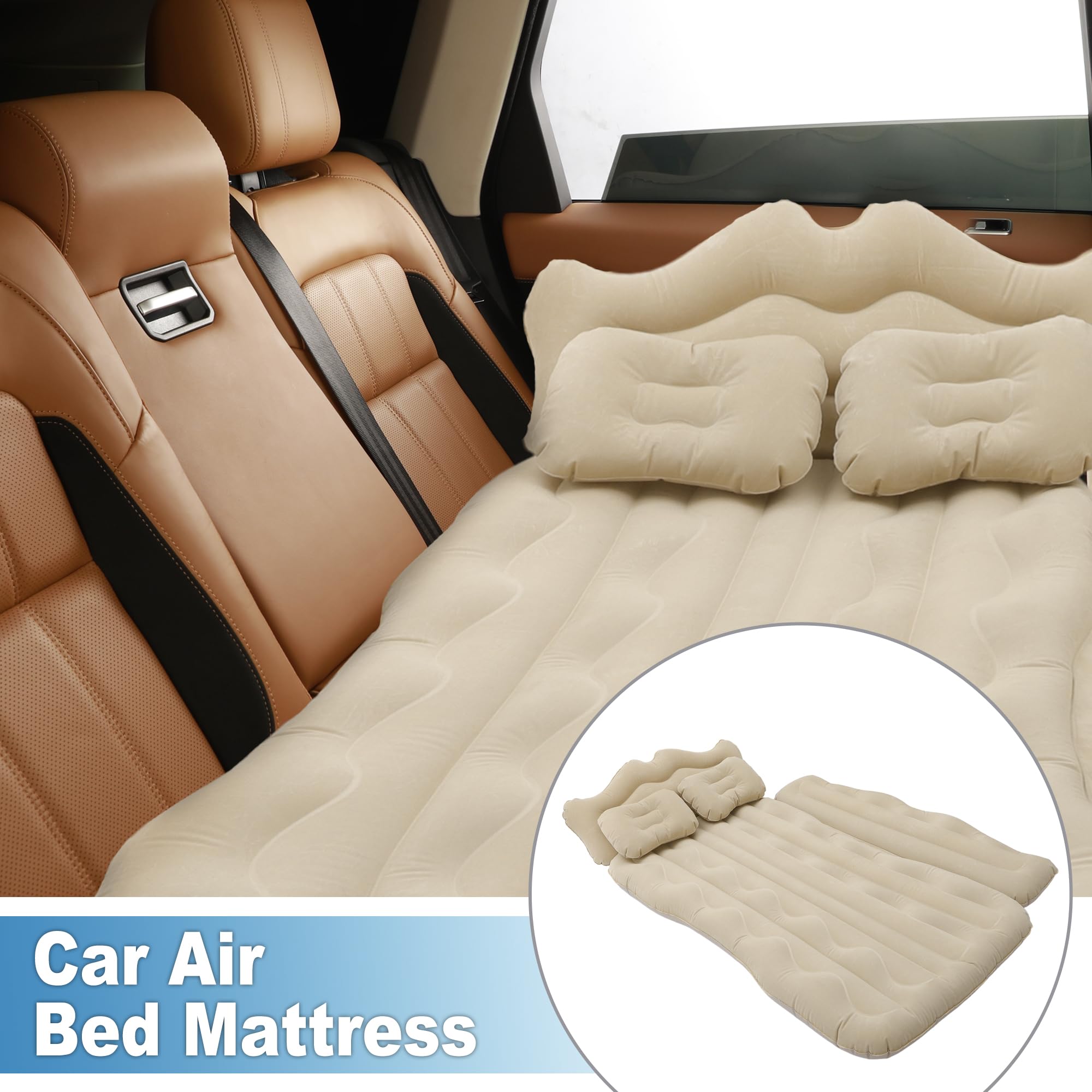 Matelas Pneumatique Pour Voiture ABSOPRO - 170x110x14 Cm, Noir, Pour Sièges Arrière Et Camping Auto