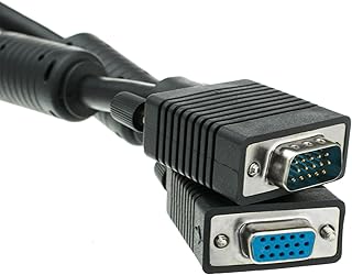 Cable Central LLC SVGA Extension Cable with Ferrites, Black, HD15 Male to HD15 Female, Coaxial Construction, Double Shielded, 15 Feet