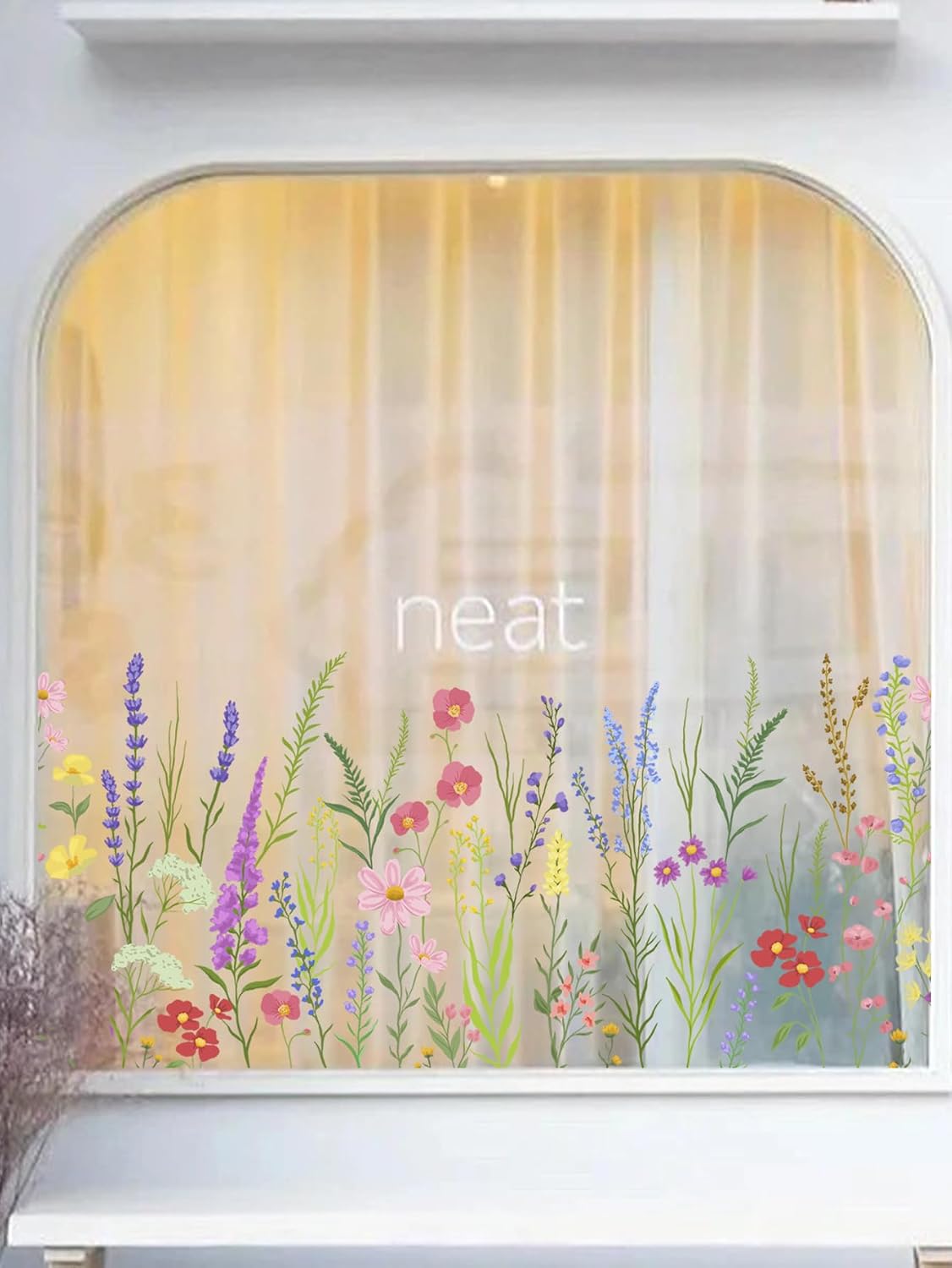 Wildflower Wall Stickers Decal - Watercolor Garden Floral Peel & Stick Waterproof Removable Wall Decals Decoration for Home Window Bedroom Living Room,30 cm x 60 cm