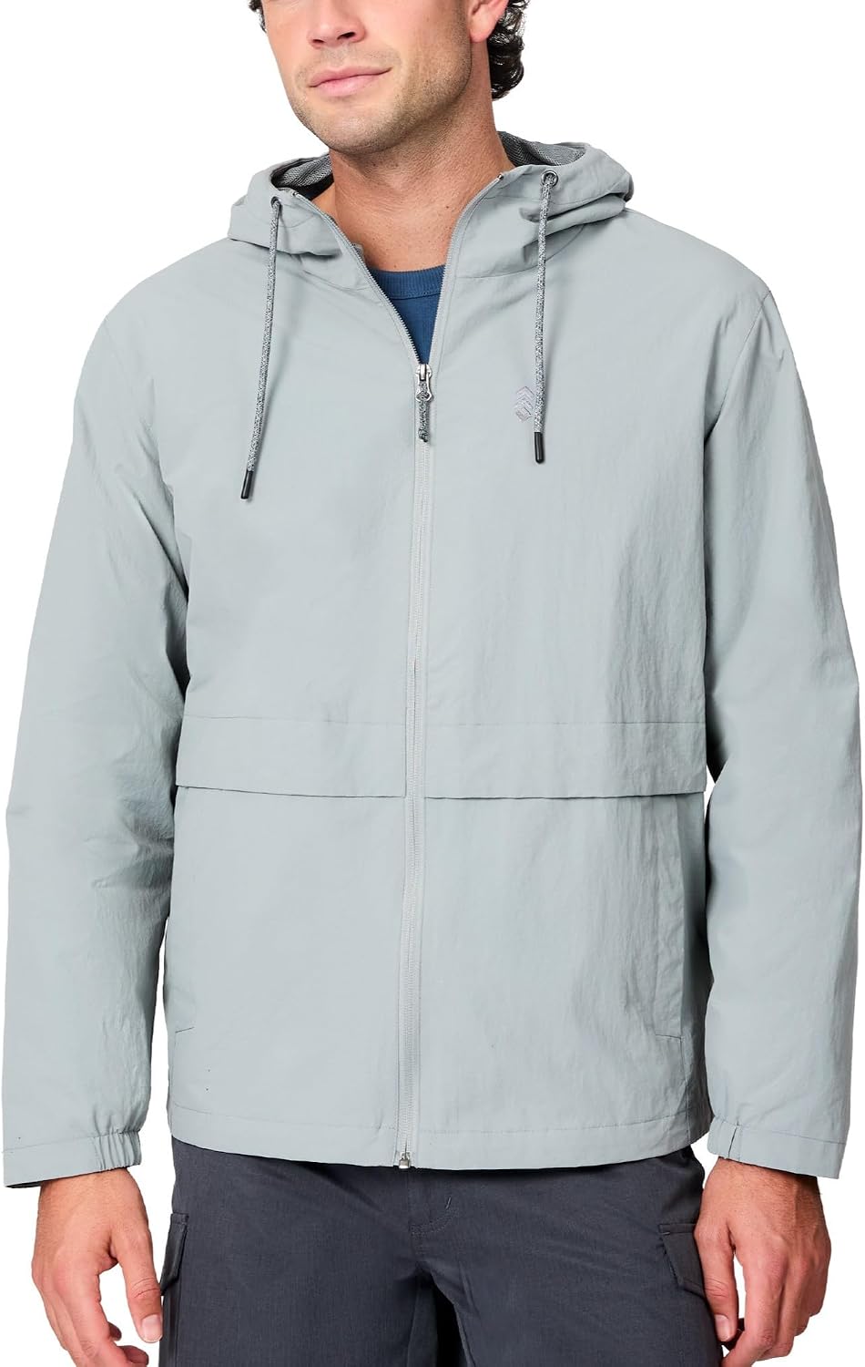 Free Country Men's Nylon Jacket Lightweight Water & Wind Resistant Hooded Rain Jacket Zip Mesh Lined Outdoor Hiking-Deluge