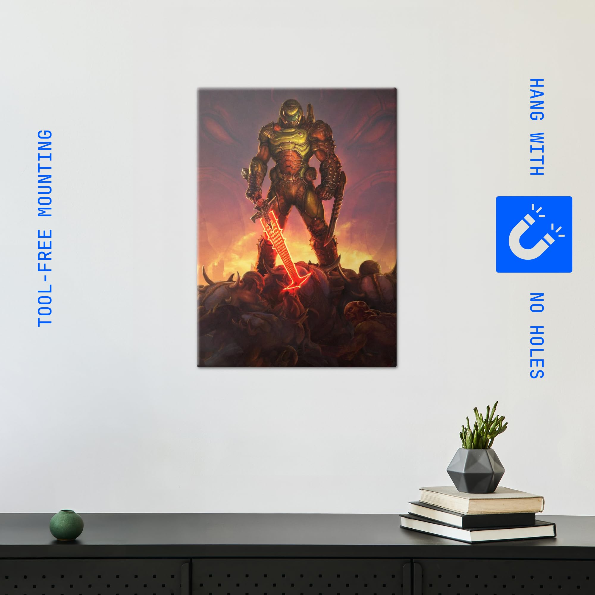 Displate - Poster In Metallo - Montato a Magnete - DOOM - The DOOM Slayer