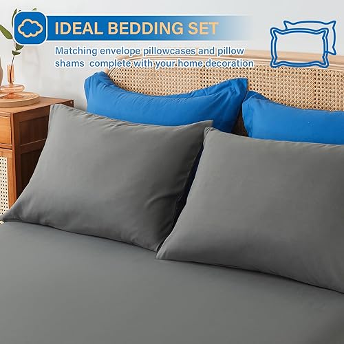 Miniatura 5 de Cosybay Bed in a Bag - Juego de edredón reversible tamaño King, 7 piezas, para todas las estaciones, juego de ropa de cama alternativo negro y gris