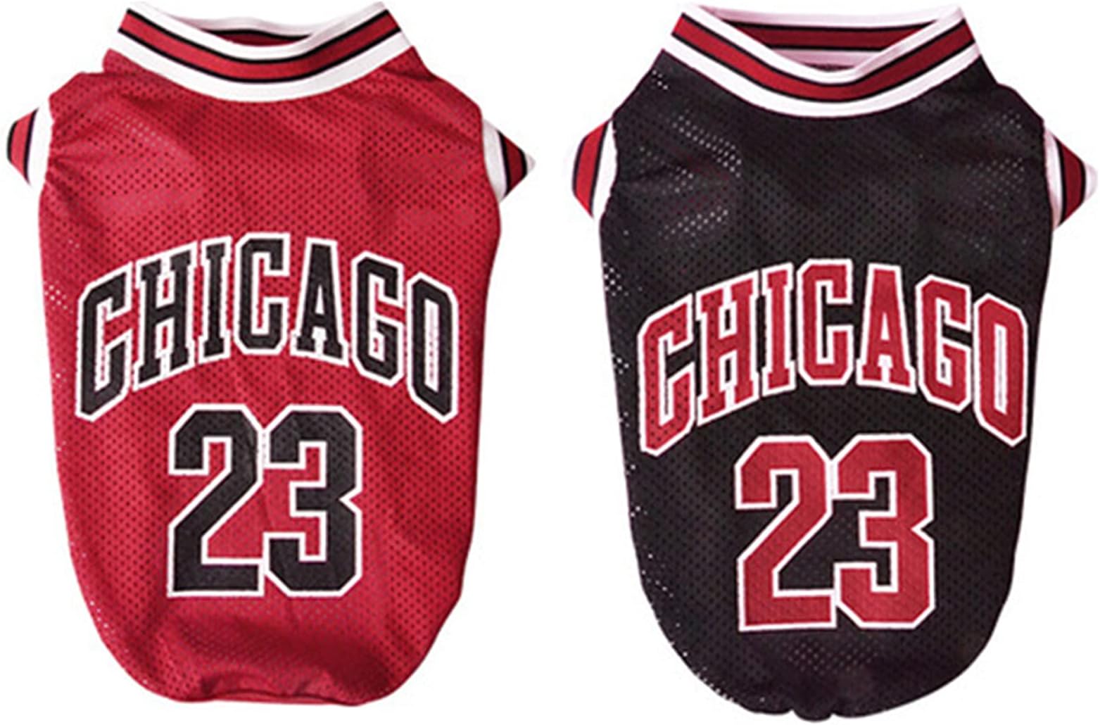 Dog Basketball Jersey Clothes Boy Girl Pet Vest Puppy Shirt Apparel Cute Outfit Summer Cotton Tshirt Female for Large Dogs, Medium & Small Chihuahua,Yorkies RED+BLACK 13.78in ,Chest 18.9in