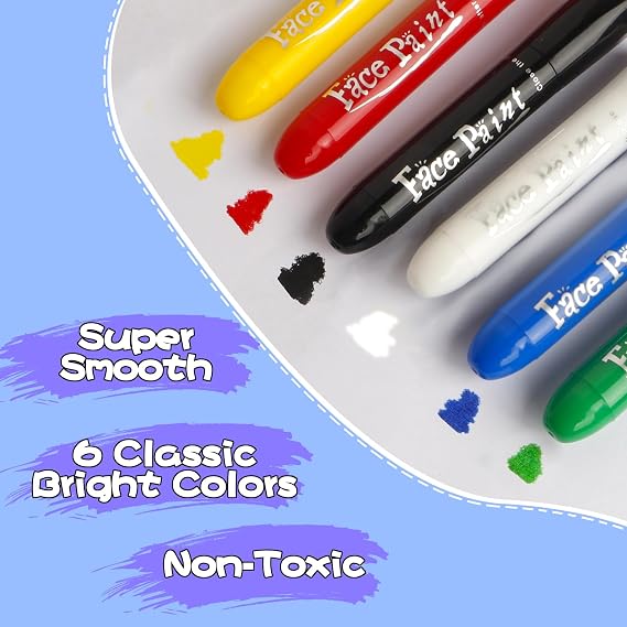 Face Paint Sticks, Safety Body Paint Makeup Washable Face Paint for Sports Events, Birthday, Halloween, Cosplay, Party