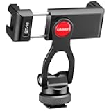 ULANZI Metal Phone Tripod Mount ST-10, Universal 360° Smartphone Adapter with 2 Cold Shoe Mount, Adjustable Cell Phone Clamp Stand Holder, Compatible with iPhone, Samsung Galaxy and All Phones