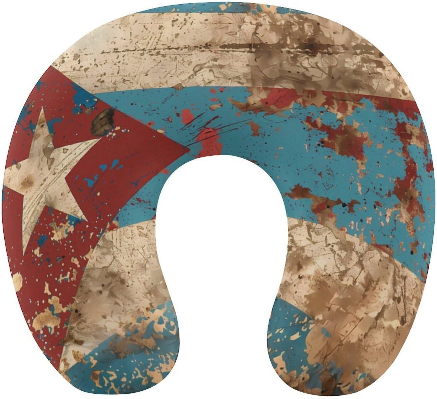 Vintage Cuba Flag Travel Pillow U Shape Neck Pillow Washable Pillowcase for Sleeping Chair