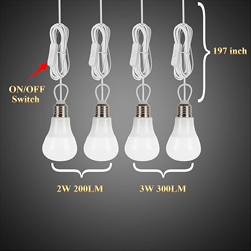Miniatura 6 de Luces solares para interiores, 4 bombillas solares con interruptor de encendido y apagado, kit de panel solar de 30 W, batería de respaldo de 115 WH