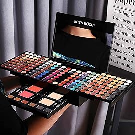 UNIFULL 190 Colors Makeup Pallet,Professional Makeup Kit for Women Full Kit,All in One Makeup Sets for Women&Beginner,include Eyeshadow,Lipstick,Compact Powder,Eyeliner,Concealer(004-Black)