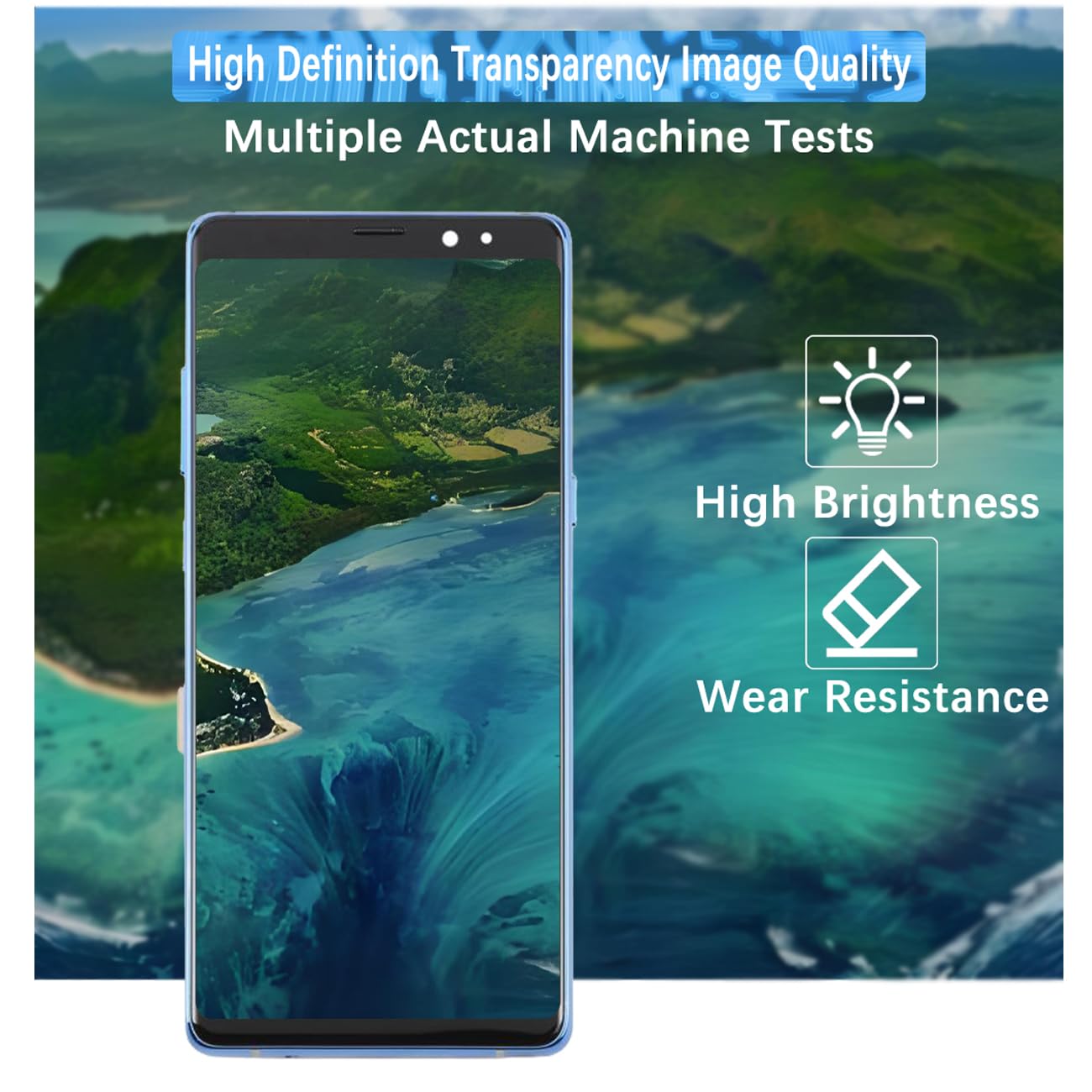 Display Bildschirm für Samsung Note8 TFT Blau mit Rahmen