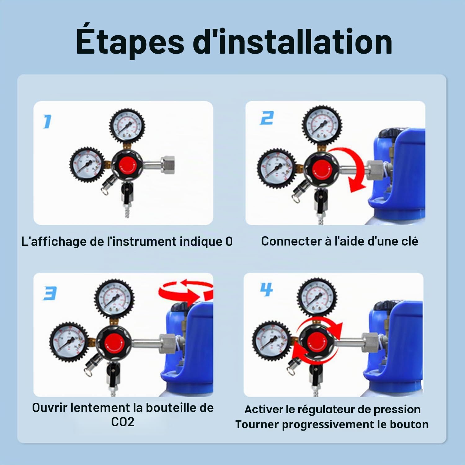 Régulateur De Pression Co2,Détendeur Bière,Réducteur De Pression Co2 De Fût,Double Manomètre w21,8,Pression De Service 0-60 Psi,Pour Distributeurs De Bière, Brassage De Bière, Tireuse à Bière