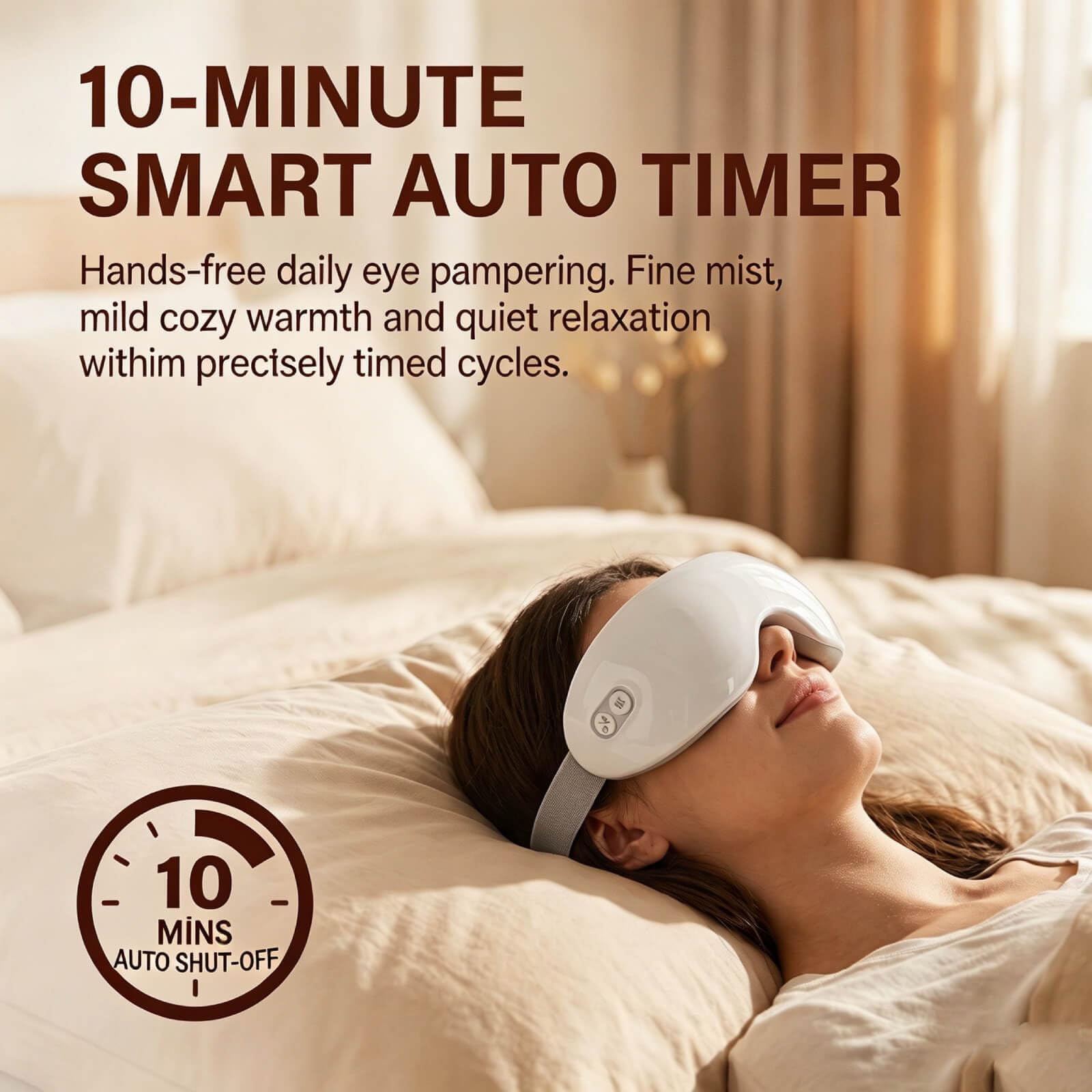 Massaggiatore Occhi a Vapore, Maschera Occhi Riscaldante con Micro-Nebbia, 2 Temperature 40°C 42°C, Design 3D 360° Contorno Occhi, Timer 10 Min, USB Ricaricabile, per Casa Ufficio Viaggio
