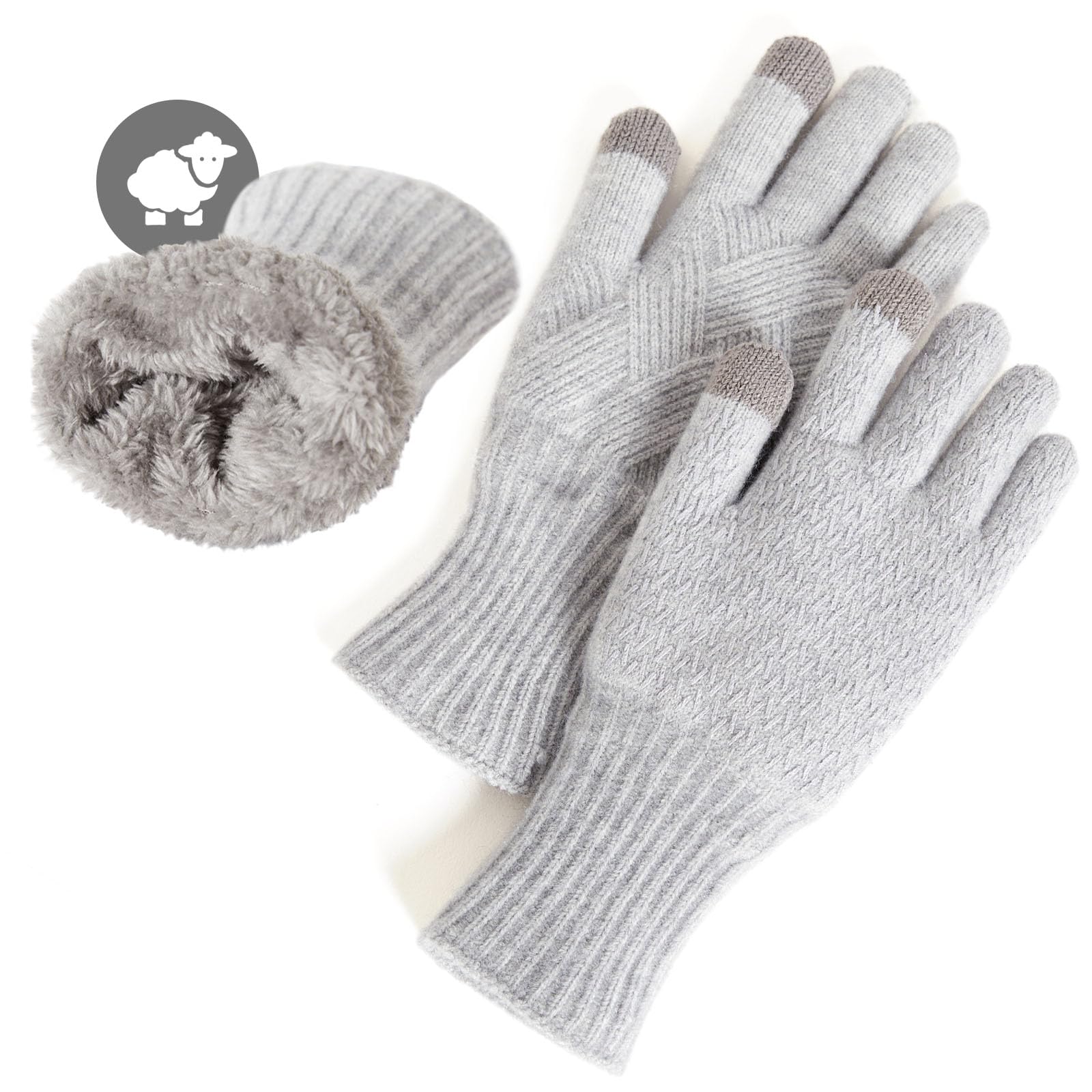 MAGISDU Guanti da donna Guanti termici invernali caldi Fodera in pile Lana Merino Touchscreen Doppio strato Grip elastico Guanti da esterno