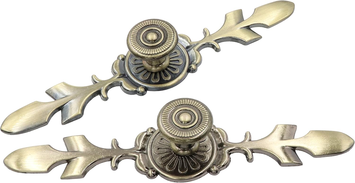 LBY 5pcs Cabinet Knobs Pulls Handles, Vintage Style Door Knob, Back Plate Pull Handle, Wardrobe Door Furniture Pulls (Dia. 26mm/1.02''), with Screws, Zinc Alloy (Green Bronze)